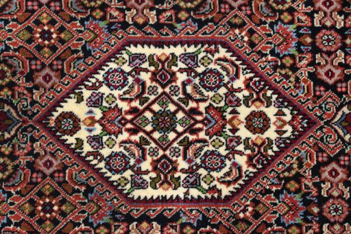Close-up detail of New Bijar rug from Iran / Persia showing Wool weave