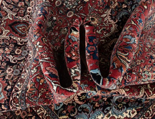 Surface texture of New Bijar rug with natural Wool and intricate pattern