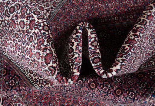 Surface texture of New Bijar rug with natural Wool and intricate pattern
