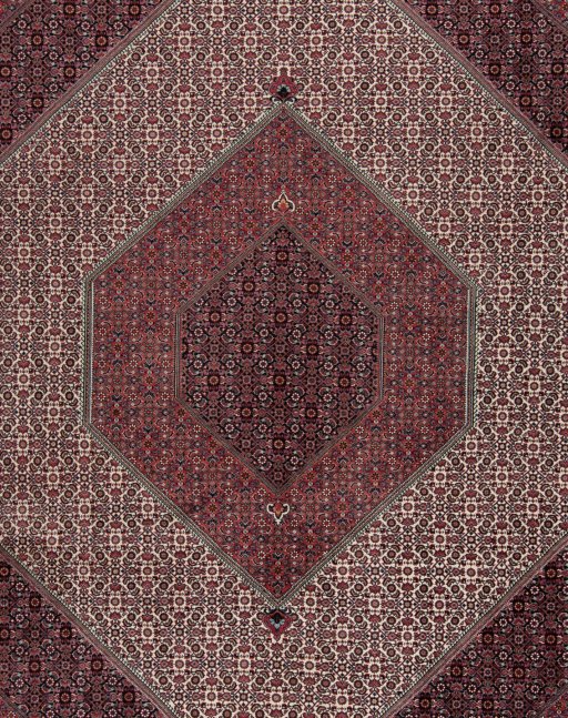 Close-up detail of New Bijar rug from Iran / Persia showing Wool weave