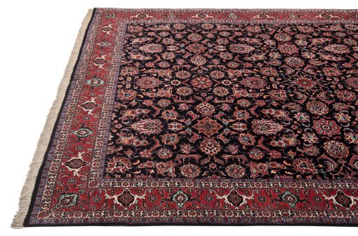 Close-up detail of New Bijar rug from Iran / Persia showing Wool weave