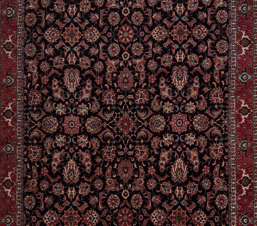 Close-up detail of New Bijar rug from Iran / Persia showing Wool weave