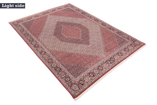 Corner detail of New Bijar rug showing border pattern and Wool pile
