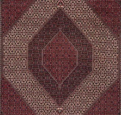 Surface texture of New Bijar rug with natural Wool and intricate pattern