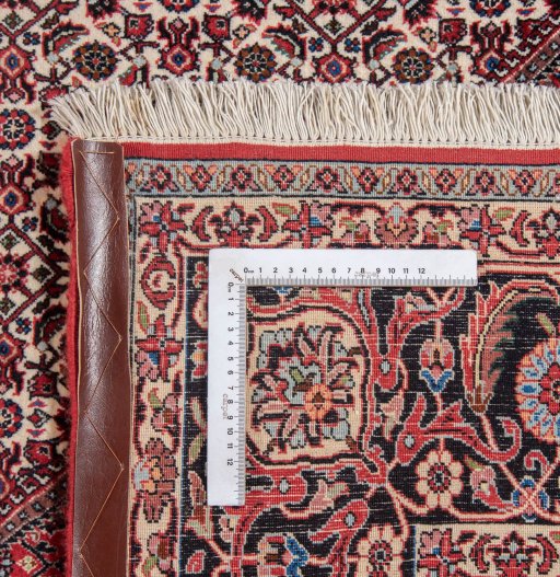 Close-up detail of New Bijar rug from Iran / Persia showing Wool weave