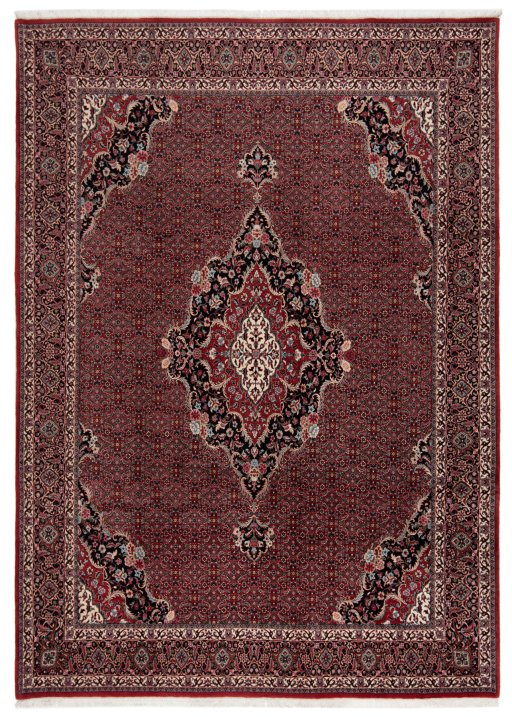 Full view of New Bijar rug from Iran / Persia, 360 × 257 cm in Multi Color tones