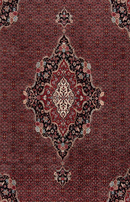 Surface texture of New Bijar rug with natural Wool and intricate pattern