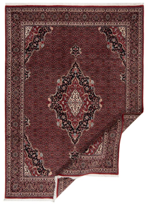 Surface texture of New Bijar rug with natural Wool and intricate pattern