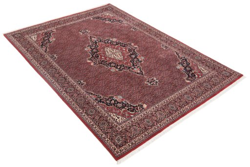 Backside of handmade New Bijar rug showing knot structure and weave density