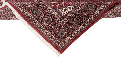 Full view of New Bijar rug from Iran / Persia, 360 × 257 cm in Multi Color tones