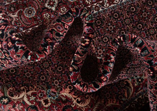 Close-up detail of New Bijar rug from Iran / Persia showing Wool weave