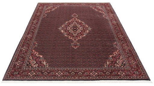 Backside of handmade New Bijar rug showing knot structure and weave density