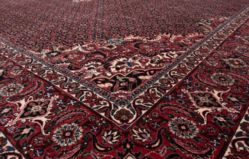 Full view of New Bijar rug from Iran / Persia, 360 × 260 cm in Blue tones
