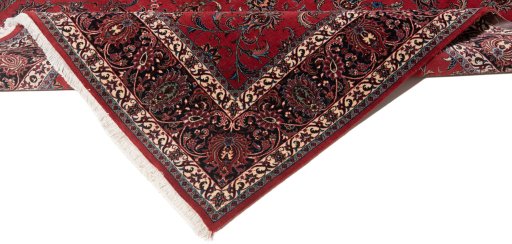 Corner detail of New Bijar rug showing border pattern and Wool pile
