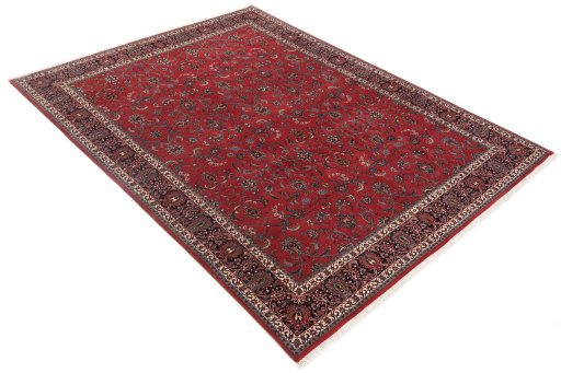 Backside of handmade New Bijar rug showing knot structure and weave density