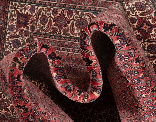 Surface texture of New Bijar rug with natural Wool and intricate pattern