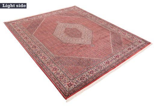 Close-up detail of New Bijar rug from Iran / Persia showing Wool weave