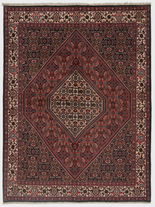 Full view of 1990s Bijar rug from Iran / Persia, 203 × 153 cm in Multi Color tones