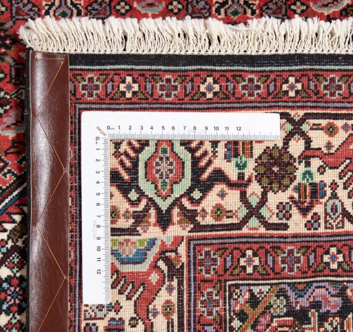 Close-up detail of 1990s Bijar rug from Iran / Persia showing Wool weave