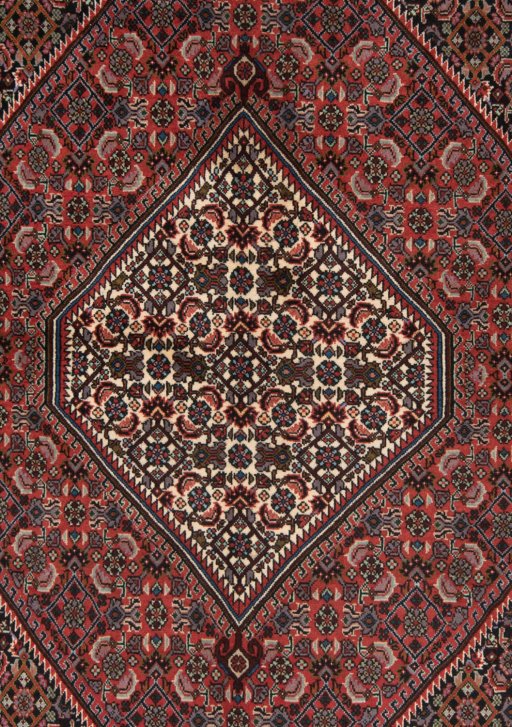 Full view of 1990s Bijar rug from Iran / Persia, 203 × 153 cm in Multi Color tones