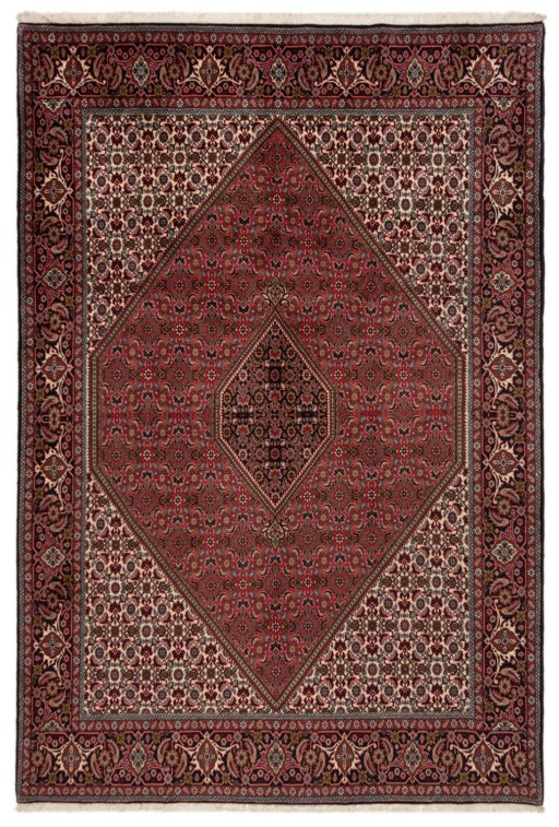 Full view of New Bijar rug from Iran / Persia, 293 × 208 cm in Multi Color tones