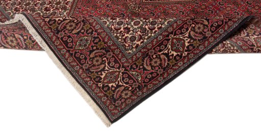 Close-up detail of New Bijar rug from Iran / Persia showing Wool weave