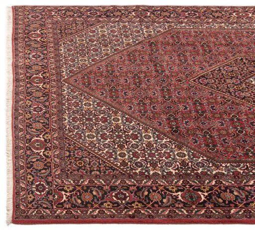 Close-up detail of New Bijar rug from Iran / Persia showing Wool weave