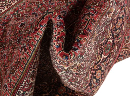Surface texture of New Bijar rug with natural Wool and intricate pattern