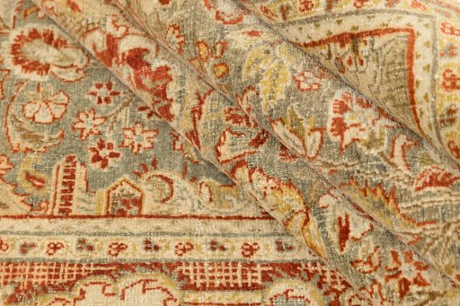 Close-up detail of 1930s Ghazvin rug from Iran / Persia showing Wool weave