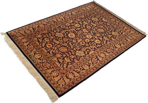 Close-up detail of New Ghom rug from Iran / Persia showing Silk weave
