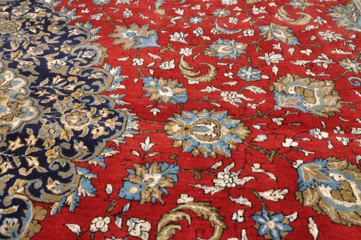 Central medallion detail of 1970s Ghom rug from Iran / Persia