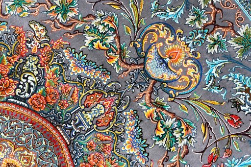 Central medallion detail of New Ghom rug from Iran / Persia