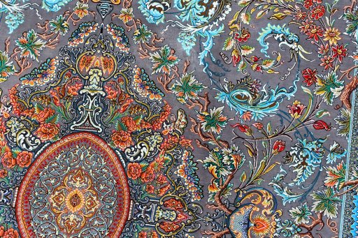 Central medallion detail of New Ghom rug from Iran / Persia