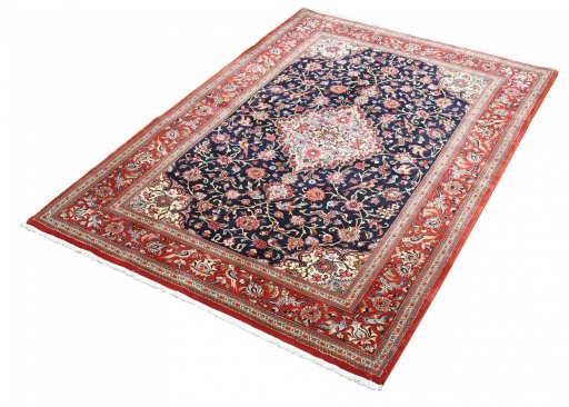 Close-up detail of 2000s Ghom rug from Iran / Persia showing Cork weave