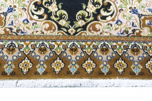 Close-up detail of 2000s Ghom rug from Iran / Persia showing Cork weave