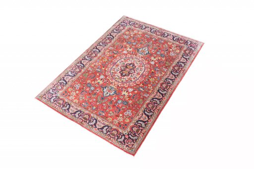 Corner detail of New Ghom rug showing border pattern and Cork pile