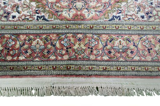 Full view of 1970s Ghom rug from Iran / Persia, 164 × 107 cm in Red tones