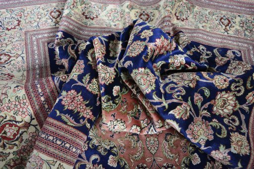 Central medallion detail of 2000s Ghom rug from Iran / Persia