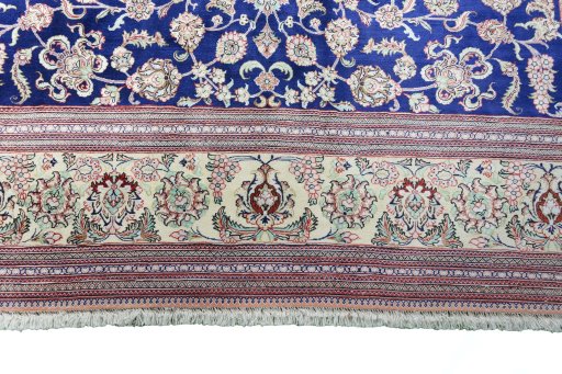 Full view of 2000s Ghom rug from Iran / Persia, 198 × 133 cm in Blue tones