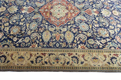 Corner detail of New Ghom rug showing border pattern and Cork pile