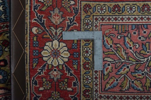 Close-up detail of New Ghom rug from Iran / Persia showing Wool weave