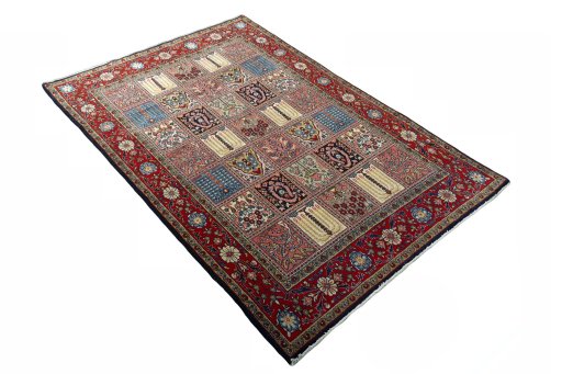 Close-up detail of New Ghom rug from Iran / Persia showing Wool weave