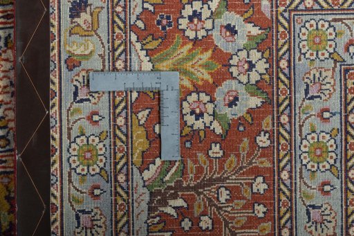 Close-up detail of New Ghom rug from Iran / Persia showing Wool weave
