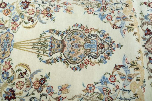 Central medallion detail of New Ghom rug from Iran / Persia