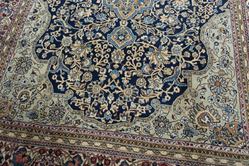 Close-up detail of 1970s Ghom rug from Iran / Persia showing Cork weave