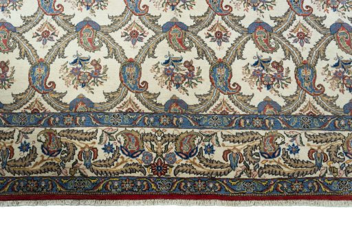 Central medallion detail of 1950s Ghom rug from Iran / Persia