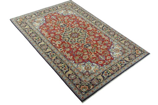 Close-up detail of 2000s Ghom rug from Iran / Persia showing Cork weave