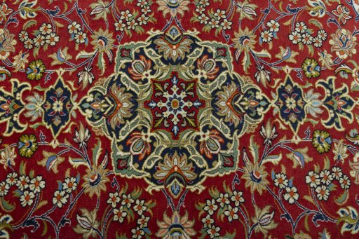 Central medallion detail of 2000s Ghom rug from Iran / Persia