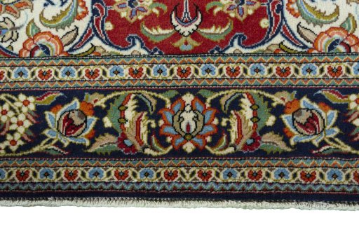 Full view of 2000s Ghom rug from Iran / Persia, 192 × 133 cm in Red tones