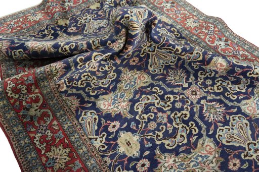 Close-up detail of 1970s Ghom rug from Iran / Persia showing Cork weave